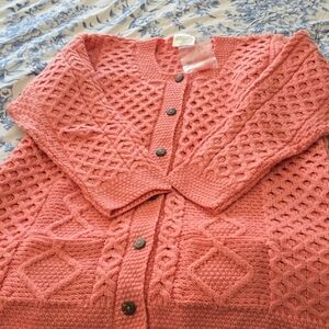 Kilronan Knitwear Coral 100% Merino Wool Cardigan. XXL. NEW!!!